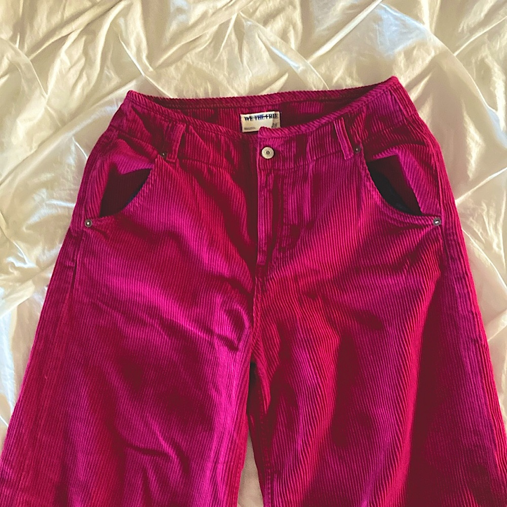 Gently worn We the Free The Harlow Mid-Rise Wide Leg Pant Pink 28